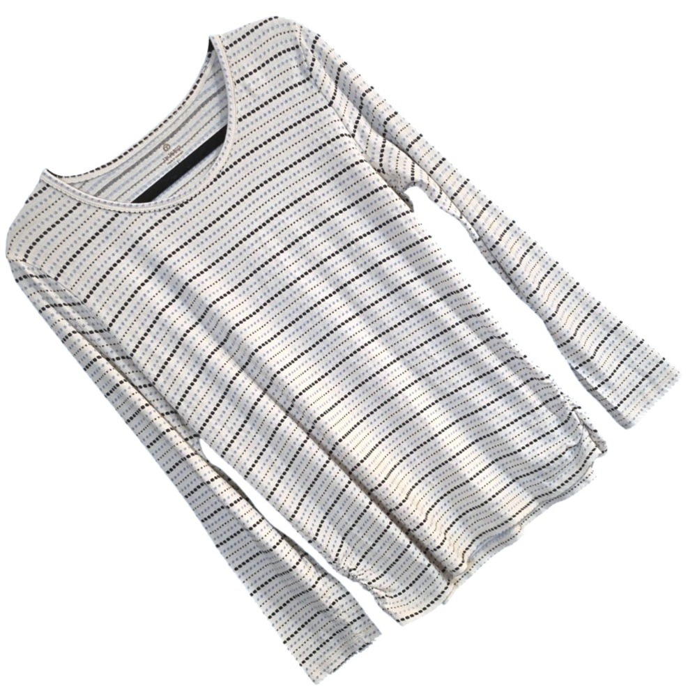 Talbots Striped Long Sleeve Top Ruched Sides Casual Comfy Everyday Size L
